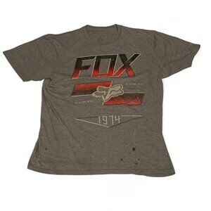 Fox Racing Men's Charcoal and Red Graphic Tee